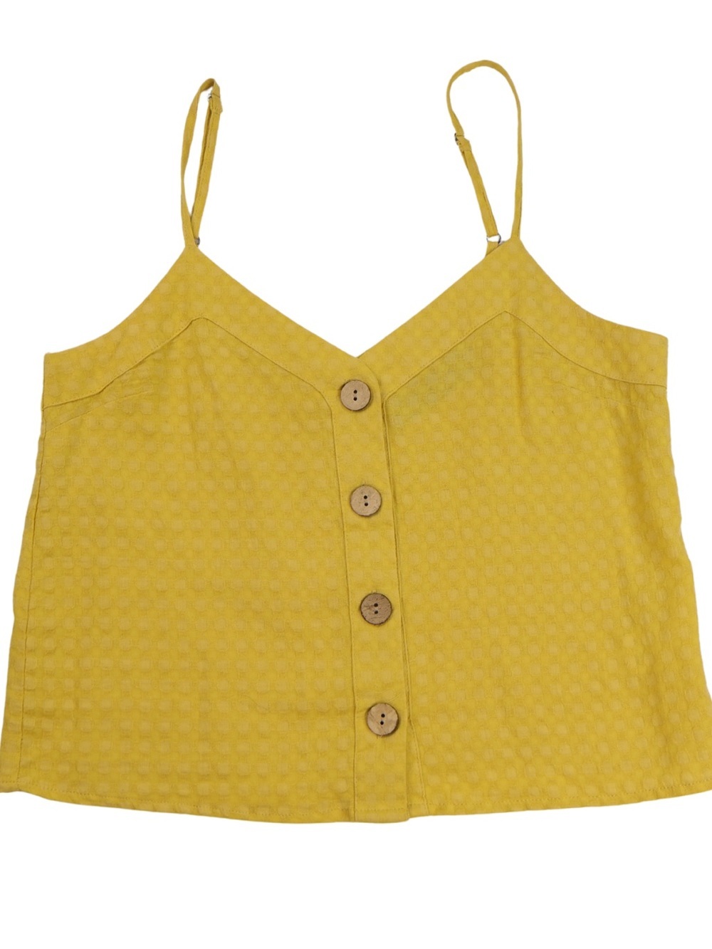Indigo Rising Mustard Textured Button Front Tank Size Small